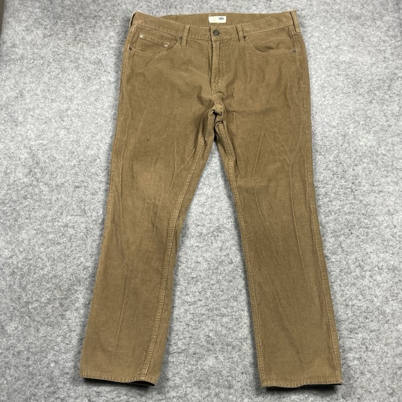 Old Navy Corduroy Pants Mens 38x32‎ Brown Flat Front Casual Slim Fit Chino - Picture 1 of 11